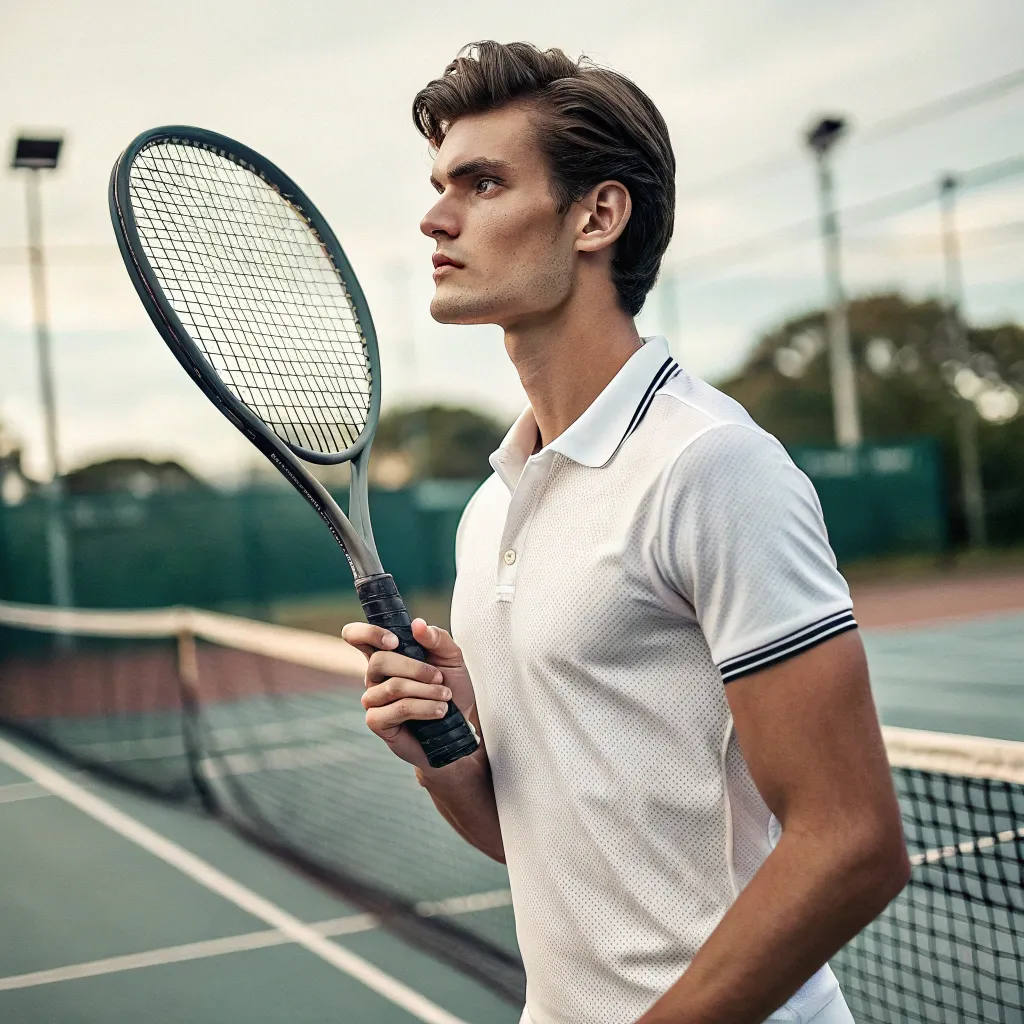 Young man holding a tennis racket